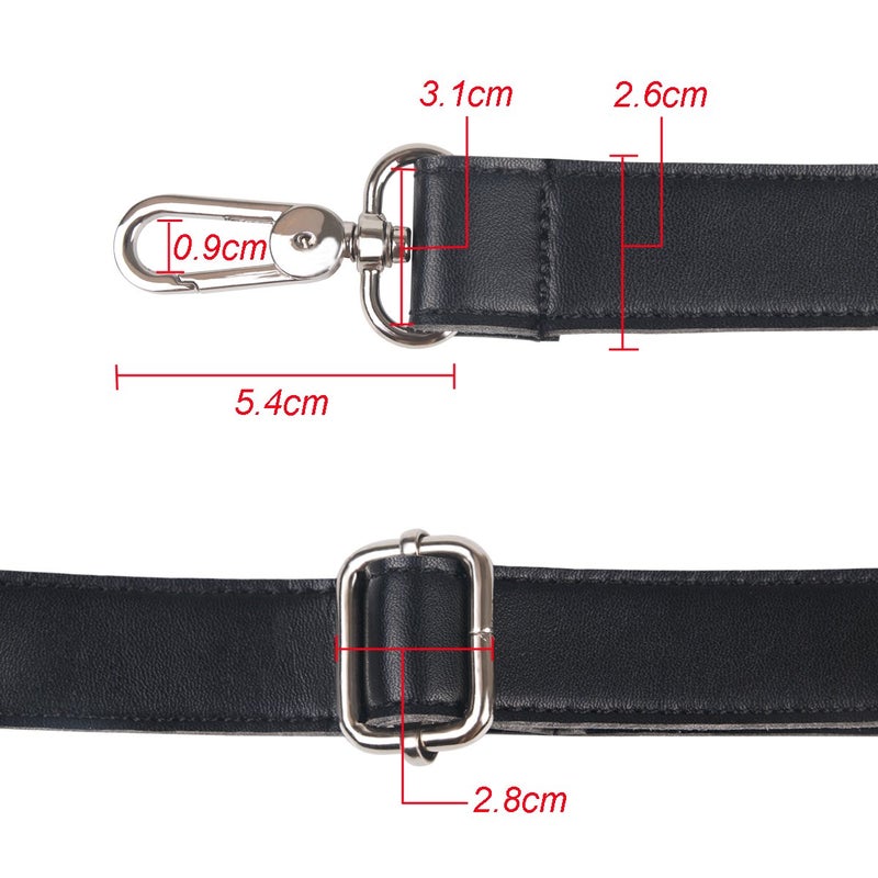 BOMKEE Purse Straps Bag Shoulder Strap Replacement 61 Inch Synthetic Leather Messenger Bag Strap with Metal Swivel Hooks for Bag Wallet DIY Purse (Black) - Image 5